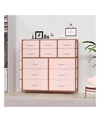 Dresser For Bedroom With 12 Drawer, Dressers & Chests Of Drawers For Hallway, Entryway, Storage Organizer Unit With Fabric, Sturdy Metal Frame, Wood T