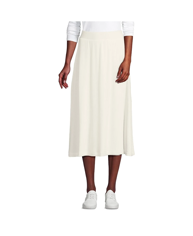 Lands' End Women's Cozy Rib Midi Wrap Skirt
