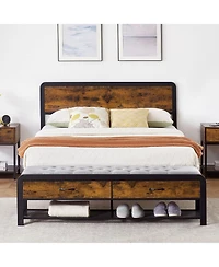 gaomon Bed Frame Queen Size with Drawers, Queen Platform Bed Frame with Headboard