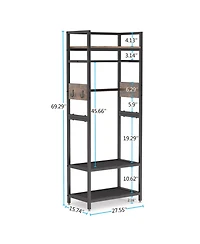 Tribesigns ndustrial Hall Tree Garments Rack with Shelf and Hanging Rod,Freestanding Closet Organizer