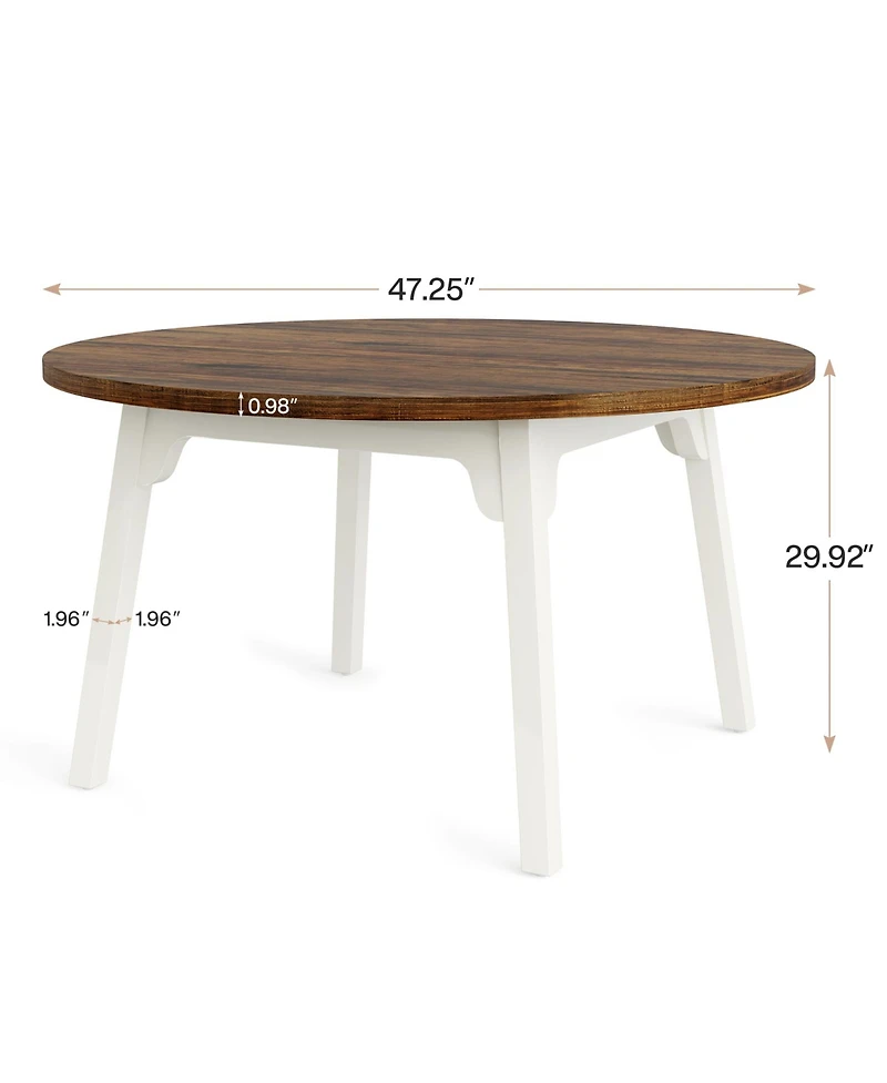 Tribesigns 47-Inch Round Dining Table with Solid Wood Legs,Industrial Dinner Table for 4-6 People