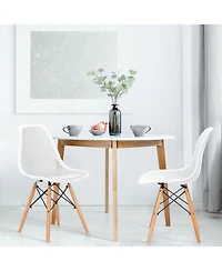 Gymax 2PCS Modern Dsw Dining Chair Office Home w/ Mesh Design Wooden Legs
