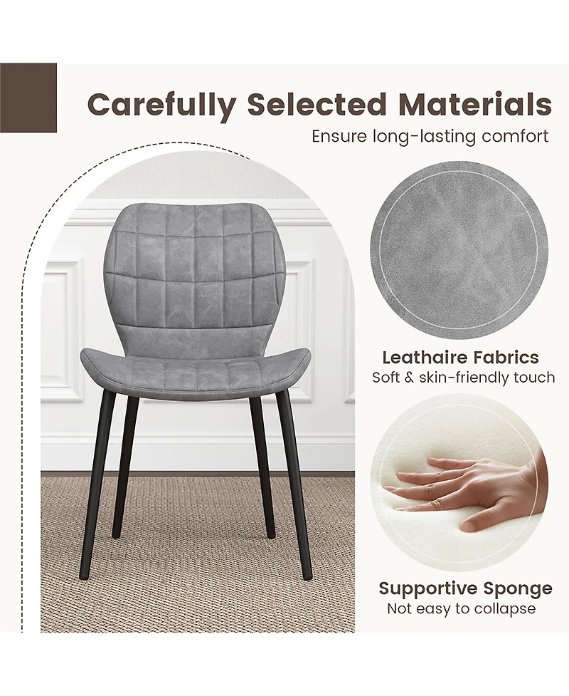 Gymax Dining Chairs Set of 4 w/ Padded Back Metal Legs & 2 Adjustable Foot Pads