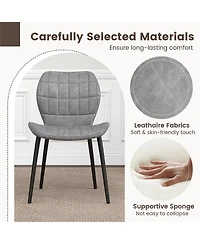 Gymax Dining Chairs Set of 4 w/ Padded Back Metal Legs & 2 Adjustable Foot Pads