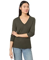 Melissa Paige Women's V-Neck Wide-Hem Wide-Cuff Sweater