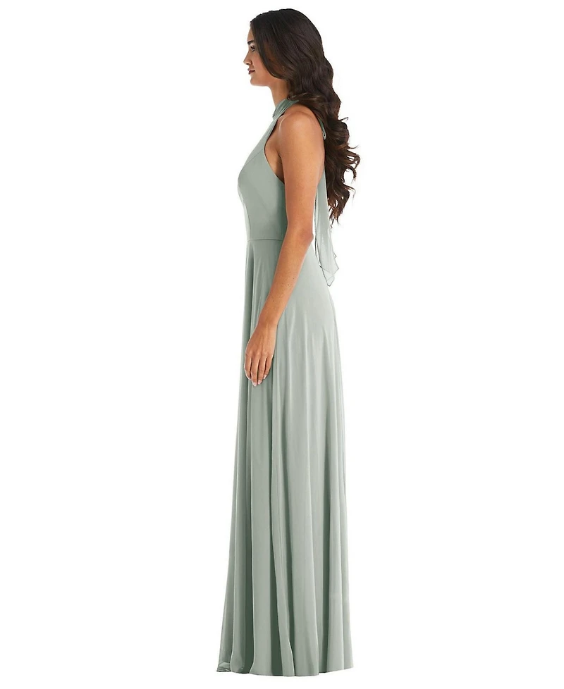 After Six Plus High Neck Halter Backless Maxi Dress