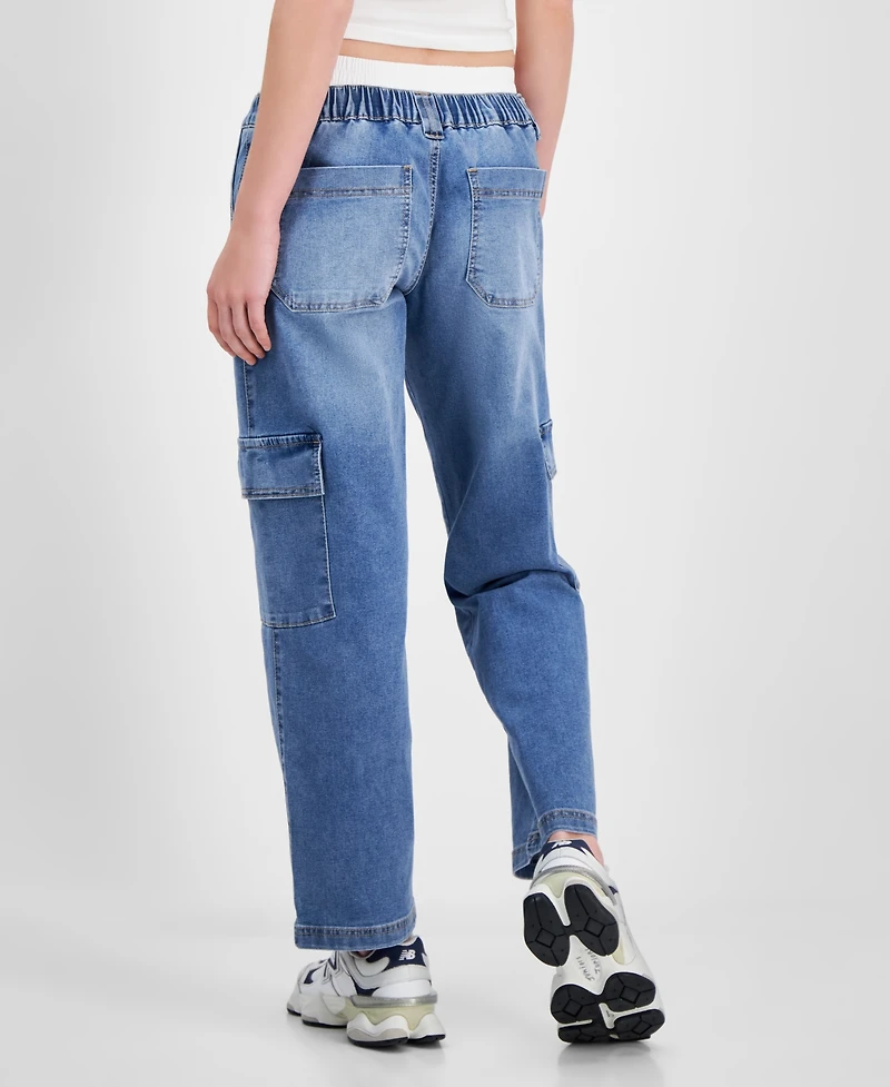 Madden Girl Juniors' Boxer Detail Cargo Jeans