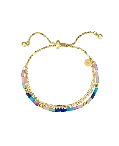 Unwritten Multi Color Stone Link and Beaded Bolo Bracelet