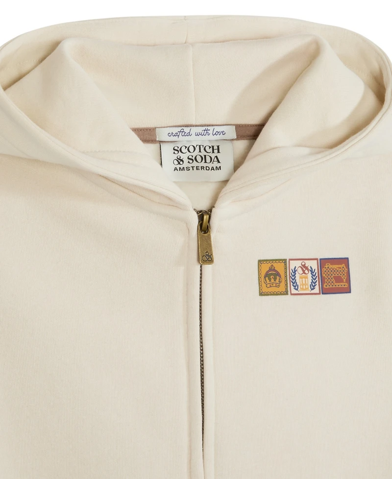 Scotch & Soda Big Boys Graphic Fleece Zip Up Hoodie