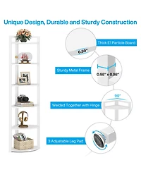 Tribesigns 70.9 Inch Tall Corner Bookshelf Small Bookcase Rustic Shelving Unit Storage Rack,6 Tier Shelf