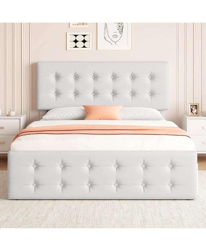 gaomon Full Bed Frame with Headboard and 4 Storage Drawers