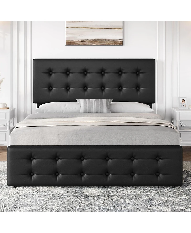 gaomon Full Bed Frame with Headboard and 4 Storage Drawers
