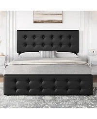 gaomon Full Bed Frame with Headboard and 4 Storage Drawers