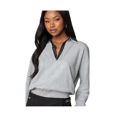 Edikted Womens Rue Double Collared Sweater