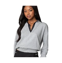 Edikted Womens Rue Double Collared Sweater