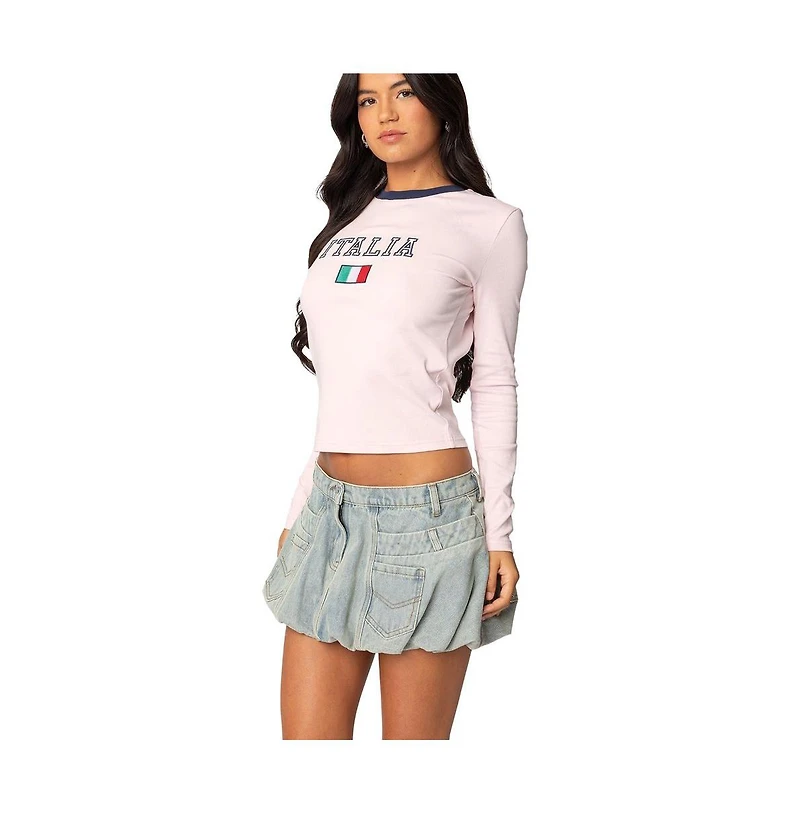 Edikted Womens Italy Long Sleeve T Shirt