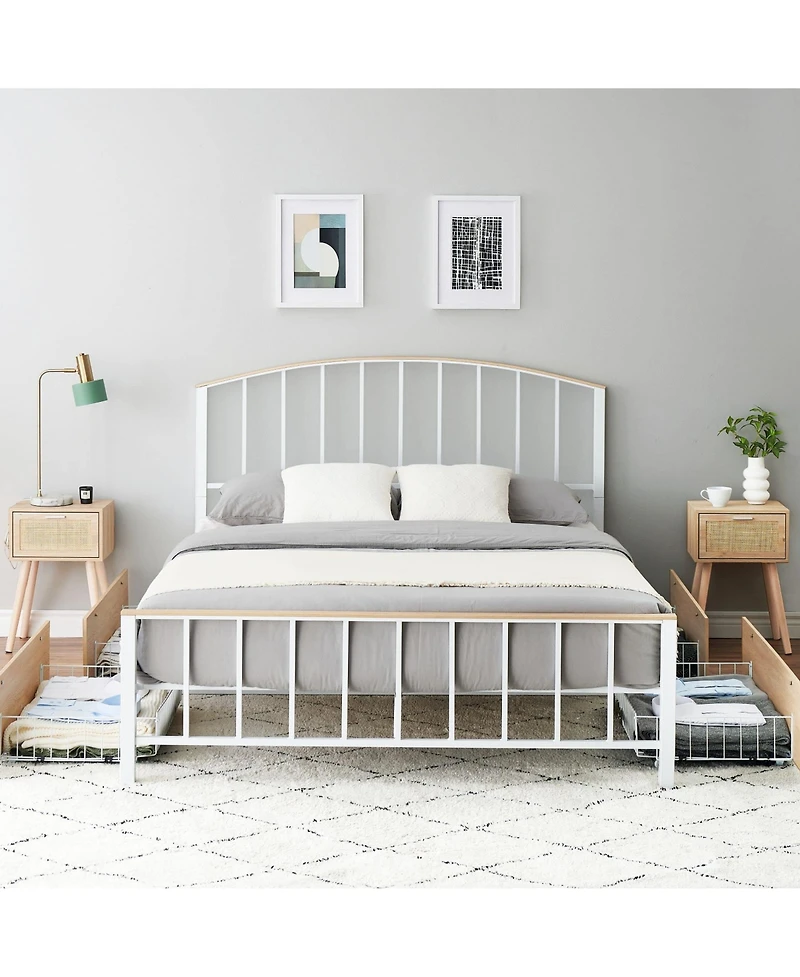 gaomon Full Platform Bed Frame with Headboard & Footboard, Platform Bed Frame with 4 Storage Drawers