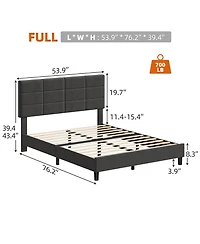 gaomon Full Size Bed Frame with Adjustable Headboard