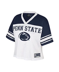 Colosseum Women's White Penn State Nittany Lions Treasure Cropped Football Jersey