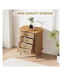 4 Drawer Dressers, Chest Of Drawers For Bedroom, Nightstand, Spacious Storage Boho Wicker Dresser With Matte Black Handles And Wood Legs For Living Ro