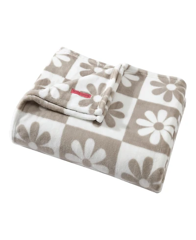 Betsey Johnson Daisy Check Ultra Soft Plush Fleece Blanket, Full/Queen