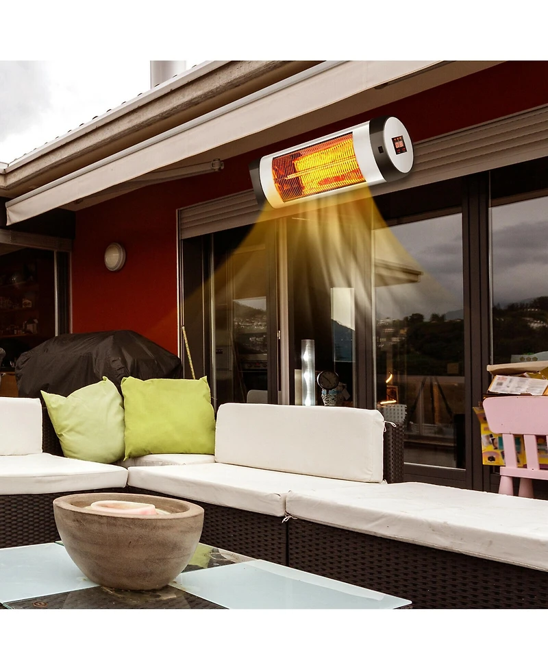 Gymax Wall-Mounted Electric Heater Patio Infrared Heater W/ Remote Control