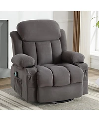 Swinging Recliner Massage Heated Sofa with Usb and 2 Cup Holders