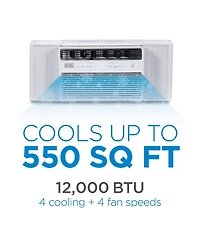 Black+Decker 12,000 Btu Inverter Window Air Conditioner Units for Up To 550 Sq. Ft., Energy Star Rated with Remote Control
