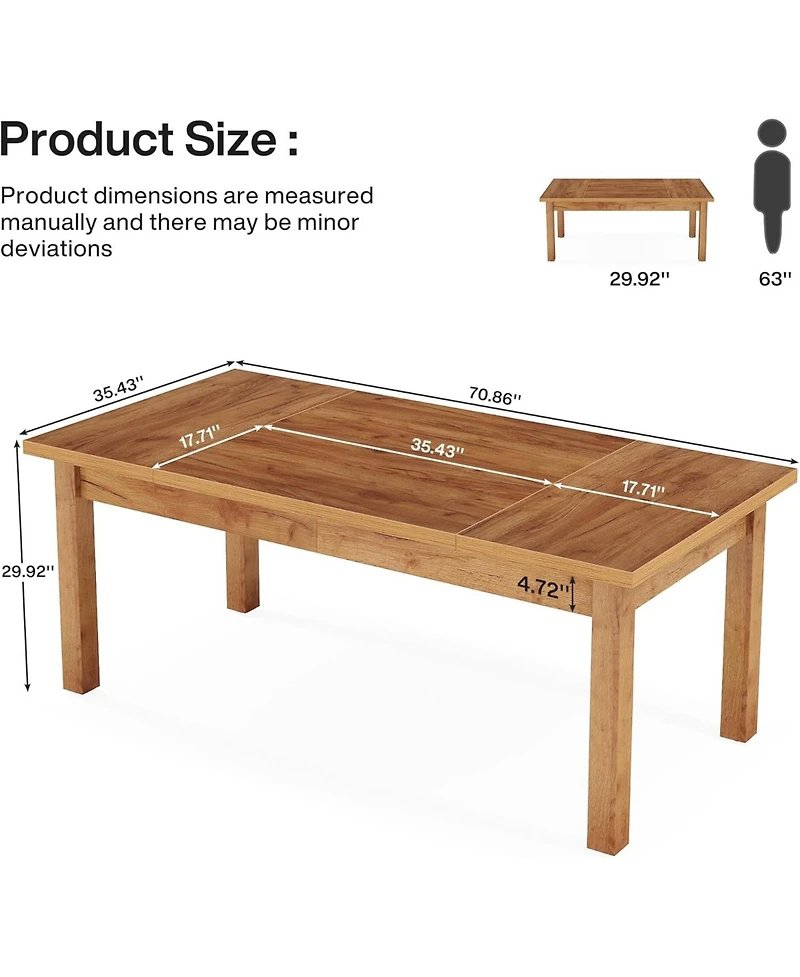 Tribesigns 70 Inch Large Computer Desk, Farmhouse Office Desk Writing Study Desk with Solid Wood Leg's, Executive Desk with Thickened Frame and Board