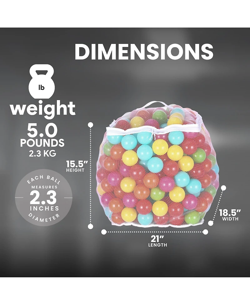 BalanceFrom Fitness 2.3 In Crush Proof Play Pit Balls w/ Storage Bag, Multicolor