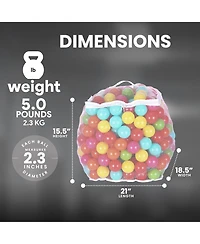 BalanceFrom Fitness 2.3 In Crush Proof Play Pit Balls w/ Storage Bag, Multicolor
