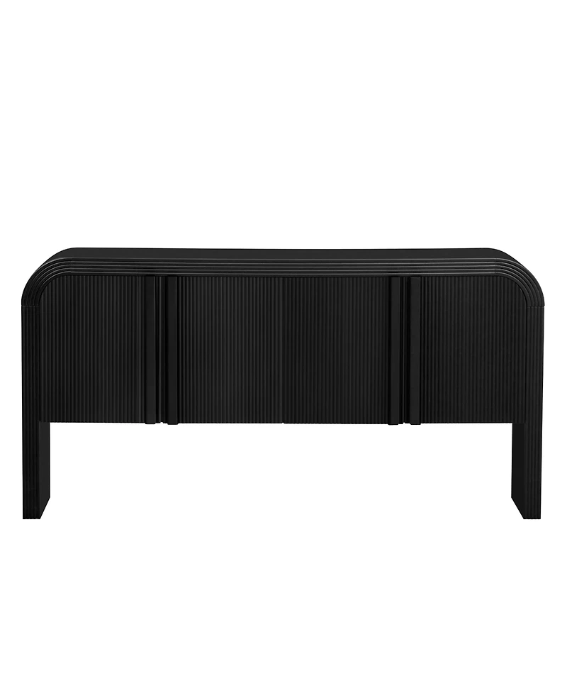 Slickblue Striped Storage Cabinet with 4 Doors , Adjustable, Suitable for Study,Entrance and Living Room