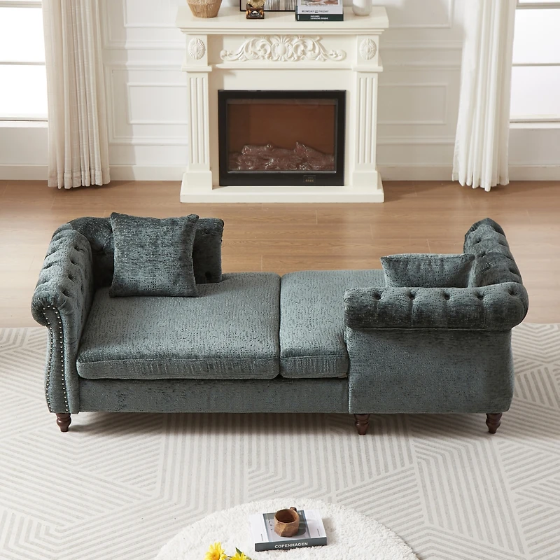 Streamdale 81" Chenille Chaise Lounge with Pillows and Trim