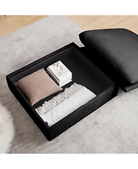 Streamdale Furniture Modern Sofa 2 Seater Corduroy Fabric Sofa with Armrests for Apartment Living Room, Black