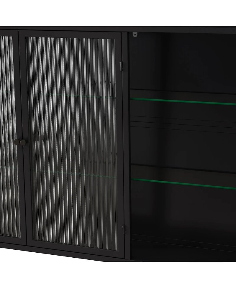 Streamdale Furniture 3 Door Arched Wall Mounted Glass Cabinets for Kitchen, Living Room and Bathroom(Black)