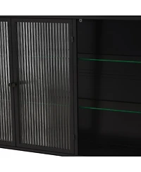 Streamdale Furniture 3 Door Arched Wall Mounted Glass Cabinets for Kitchen, Living Room and Bathroom(Black)