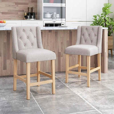 27" Wingback Bar Chairs Set of 2,Counter Bar Stools for Kitchen Island or Home Bar-The Pop Home