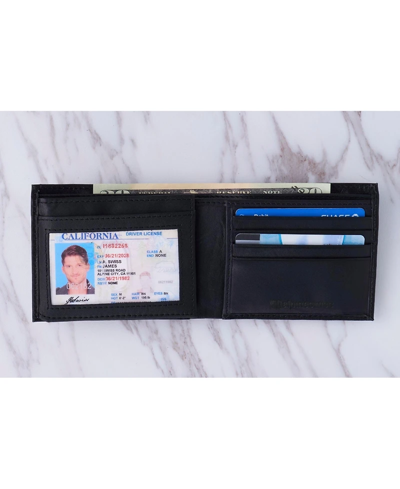 Alpine Swiss Men's Wallet Trifold Bifold Billfolds to choose from Genuine Leather