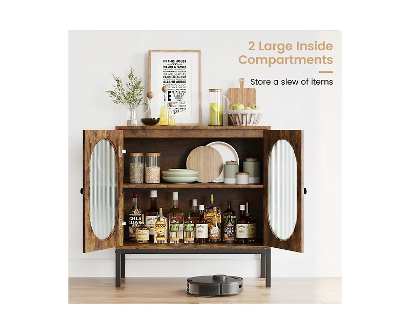 gaomon Buffet Cabinet, Rattan Storage Cabinet with Doors and Shelves, Accent Cabinet Sideboard, Wood Console Cabinet with Storage Entryway Cabinet for