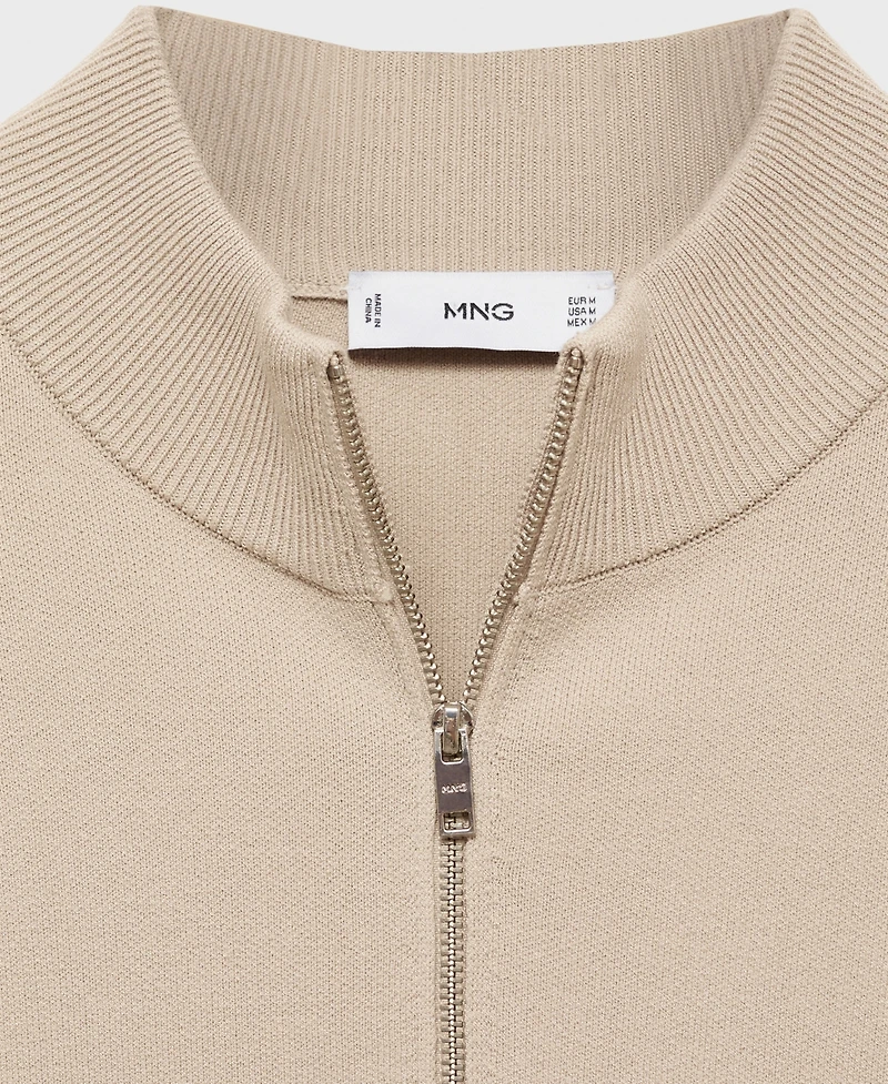 Mango Men's Zipped High Collar Sweater
