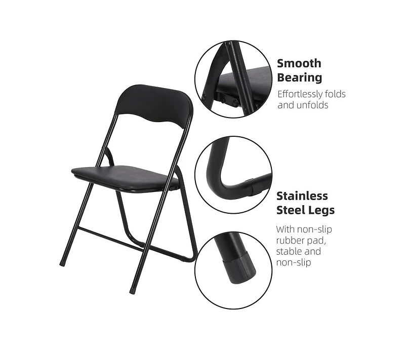 gaomon Folding Chairs 4 Pack with Cushion, Outdoor and Indoor Event Portable Folding Chairs with Non-Slip Feet Pads, Stackable Chairs for Meeting, Par