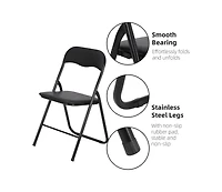 gaomon Folding Chairs 4 Pack with Cushion, Outdoor and Indoor Event Portable Folding Chairs with Non-Slip Feet Pads, Stackable Chairs for Meeting, Par