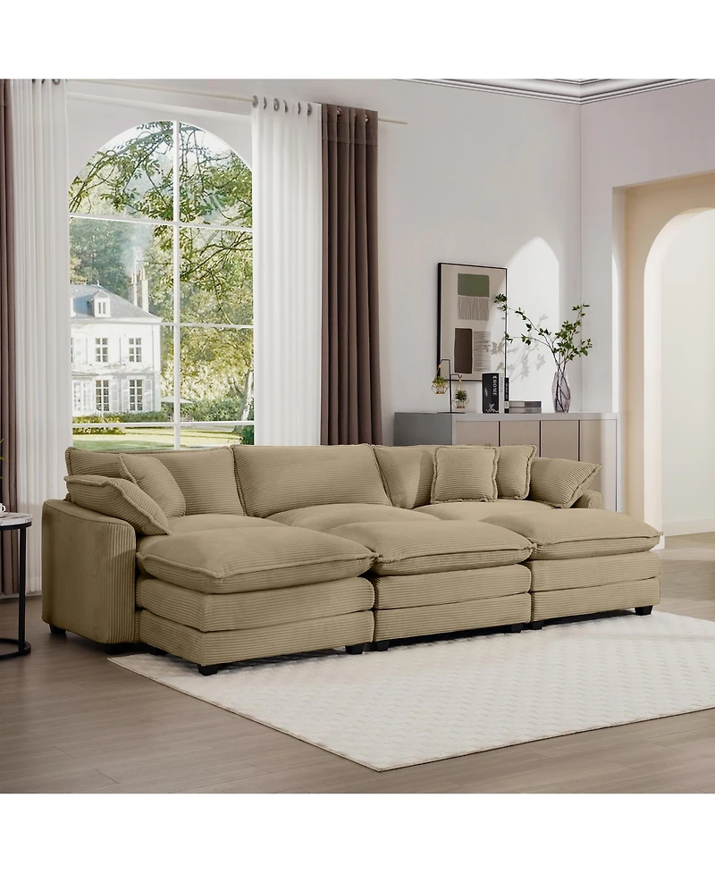 Streamdale Furniture Oversized Modular Cushion Sofa, Portable Ottoman