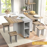 Streamdale 5-Piece Extendable Dining Table Set with Storage