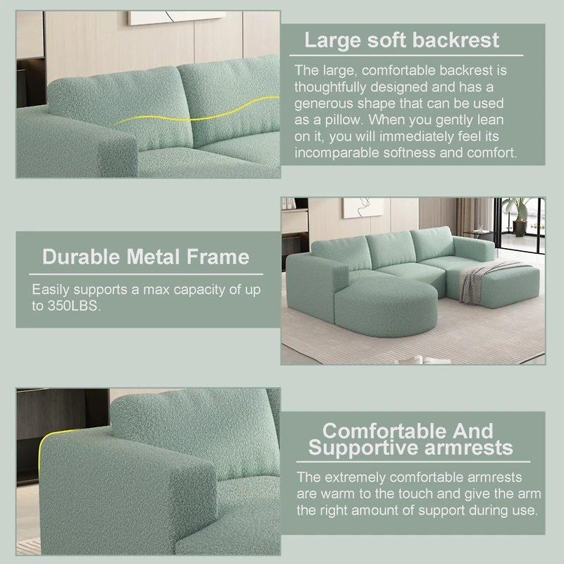Streamdale Modular Sectional Sofa Set with Chaise and Ottoman