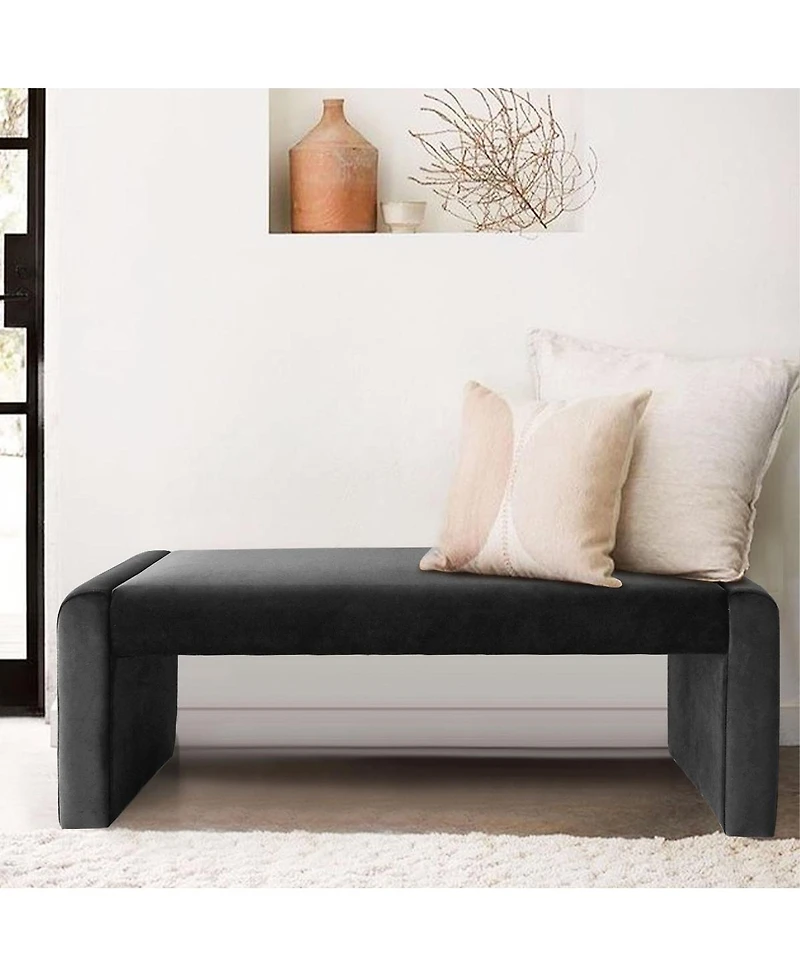 47" Velvet Benches Look, Waterfall Upholstered Bench-Maison Boucle