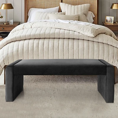 47" Velvet Benches Look, Waterfall Upholstered Bench-Maison Boucle