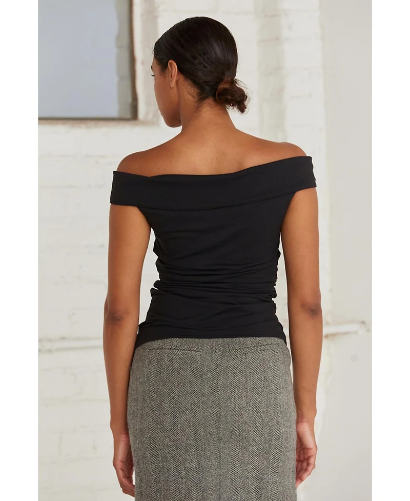 Crescent Women's Emberly Textured Satin Cowl Neck Top