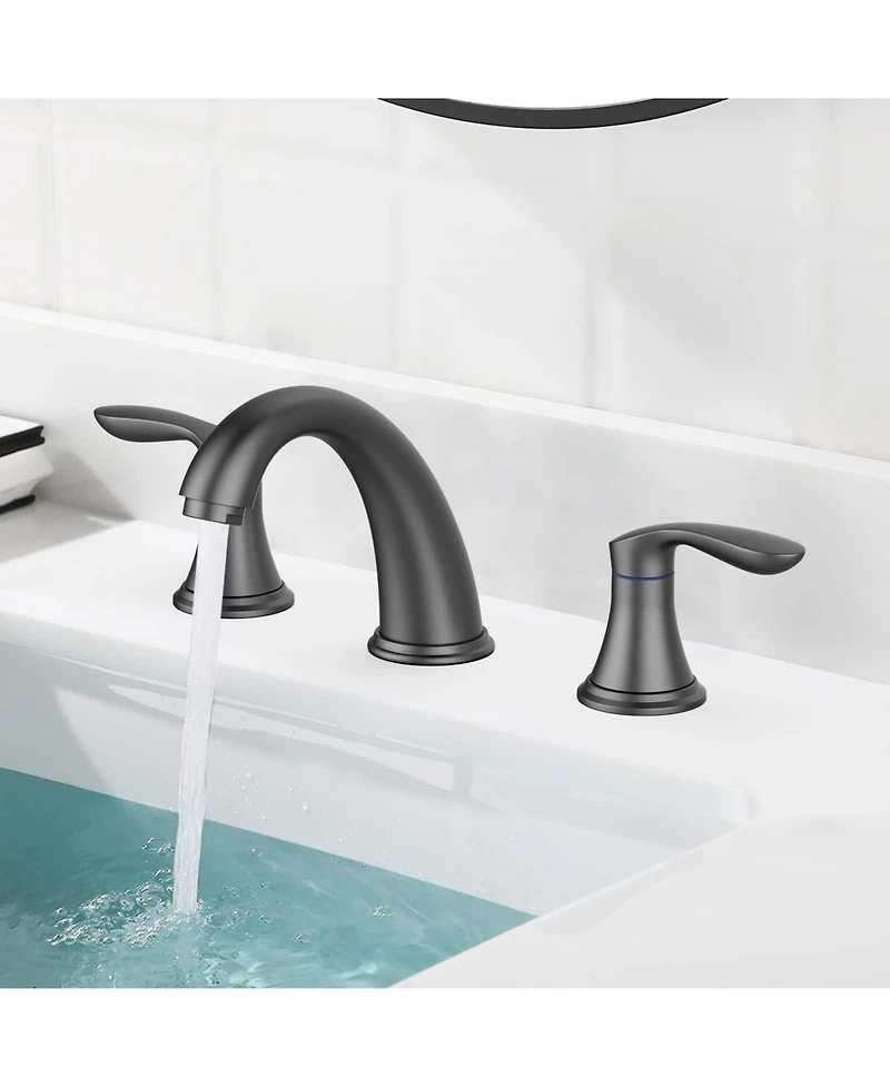 gaomon Bathroom Sink Faucet, Faucet for Bathroom Sink, Widespread Matte Black Bathroom Faucet 3 Hole