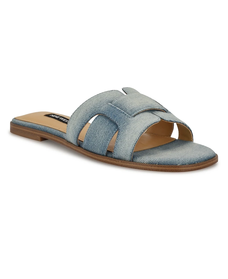 Nine West Women's Germani Woven Flat Slip-On Sandals